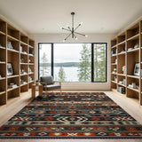 Multi-color and Patterns Bold Red Black Southwestern Geometric Rug
