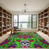 Vibrant Sugar Skull Day of the Dead Area Rug
