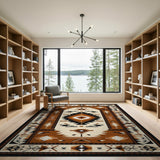 Washable Southwestern Geometric Tribal Area Rug - Low Pile, Non-Slip, Pet Friendly
