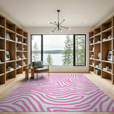 Vibrant Pink Wavy Abstract Pink Area Rug