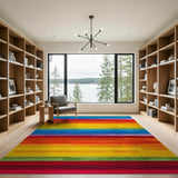 Multi-color and Patterns Vibrant Rainbow Horizontal Stripe Area Rug