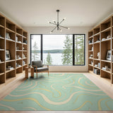 Teal Wavy Abstract Area Rug