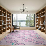 Cute Pink Cartoon Clouds Stars Area Rug