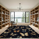 Orange Monarch Butterfly Floral Area Rug