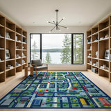 Multi-color and Patterns Vibrant City Streets Kids Play Rug