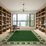 Emerald Clover Field Vintage Area Rug