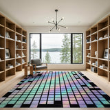 Iridescent Pixel Grid Area Rug
