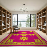 Vibrant Pink Yellow Ornate Floral Persian Rug