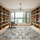Modern Geometric Grid Area Rug
