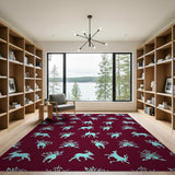Whimsical Reindeer Snowflake Pattern Area Rug