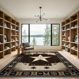 Southwestern Star Brown Tan Area Rug