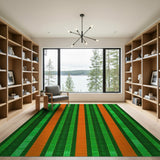 Shimmering Green Orange Vertical Stripe Rug