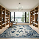 Blue Seashell Starfish Coastal Area Rug