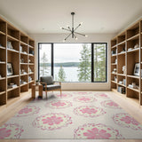 Vintage Pink Floral Mandala Area Rug