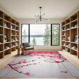 Pink Floral Vintage Pink Cherry Blossom Branch Area Rug
