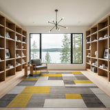 Bold Geometric Yellow Grey Area Rug