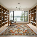 Southwestern Geometric Area Rug in Ivory and Terracotta