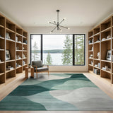 Teal Abstract Wave Abstract Area Area Rug