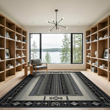 Heritage Tribal Black White Geometric Black and White Area Rug