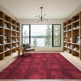 Retro Arcade Gaming Line Art Rug