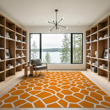 Vibrant Orange Hexagon Geometric Rug