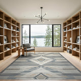 Southwestern Blue Diamond Geometric Area Rug