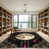 Celestial Full Moon Geometric Area Rug