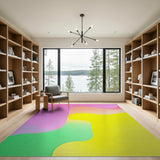 Abstract Area Vibrant Wavy Multi-Color Abstract Area Rug