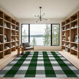 Rustic Farmhouse Green Checkered Rustic Farmhouse Area Rug