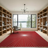 Red Radiant Red Sunburst Geometric Area Rug