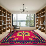 Multi-color and Patterns Vibrant Red Starburst Geometric Area Rug