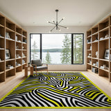 Bold Black Yellow Wavy Line Area Rug