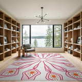Radiant Pink Sunburst Floral Area Rug