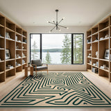 Beige Tribal Maze Area Rug