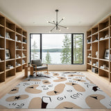 Playful Abstract Beige Shapes Area Rug
