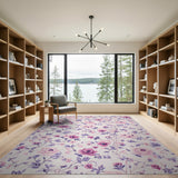 Vintage Pink Peony Floral Pink Area Rug