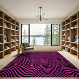 Pink Bold Pink Black Wavy Stripe Area Rug