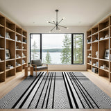 Bold Black White Zigzag Plaid Area Rug