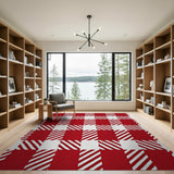 Bold Red White Buffalo Check Area Rug