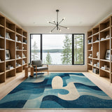 Abstract Surfboard Blue Wave Area Rug