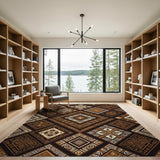Heritage Tribal Geometric Brown Tan Area Rug