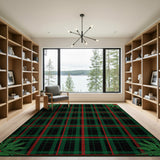 ODIKA Washable Christmas Plaid Area Rug, Red & Green Tartan Low Pile Holiday Decor