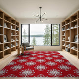 Festive Red Snowflake No. 3 Area Rug