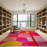 Vibrant Pink Yellow Geometric Abstract Rug