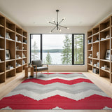 Red Gray Chevron Zigzag Area Rug