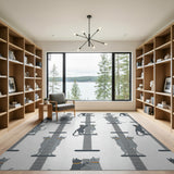 Grey Cat Tower Kids Cartoon Area Rug