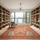 Southwestern Orange Orange Southwestern Geometric Area Rug