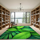 Lush Green Palm Leaf Area Rug