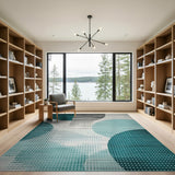 Teal Overlapping Circles Geometric Area Rug