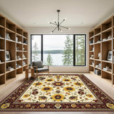 Floral Vintage Yellow Sunflower Floral Area Rug